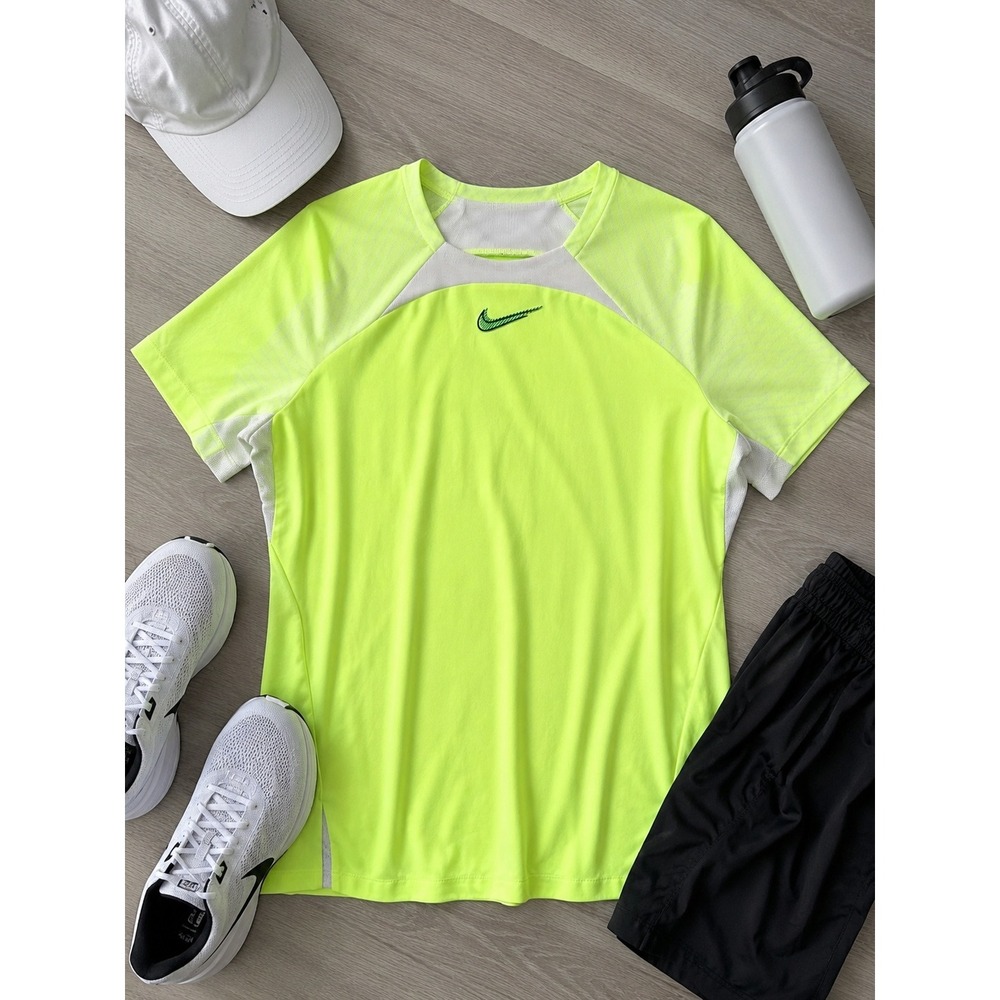 Nike Dri-FIT Slim Fit Neon Yellow Running Training Top Women's XL Athletic